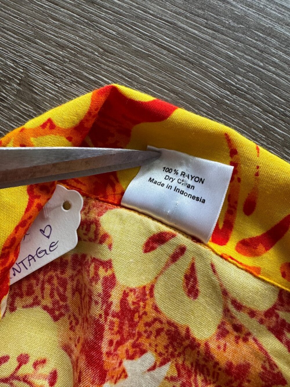 Vintage 90s Hawaiian Sleeveless Shirt | Orange Yellow Tropical Floral Camp Top - Picture 5 of 11
